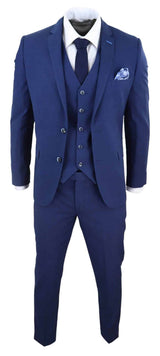Traje de boda de 3 piezas azul marino para hombre