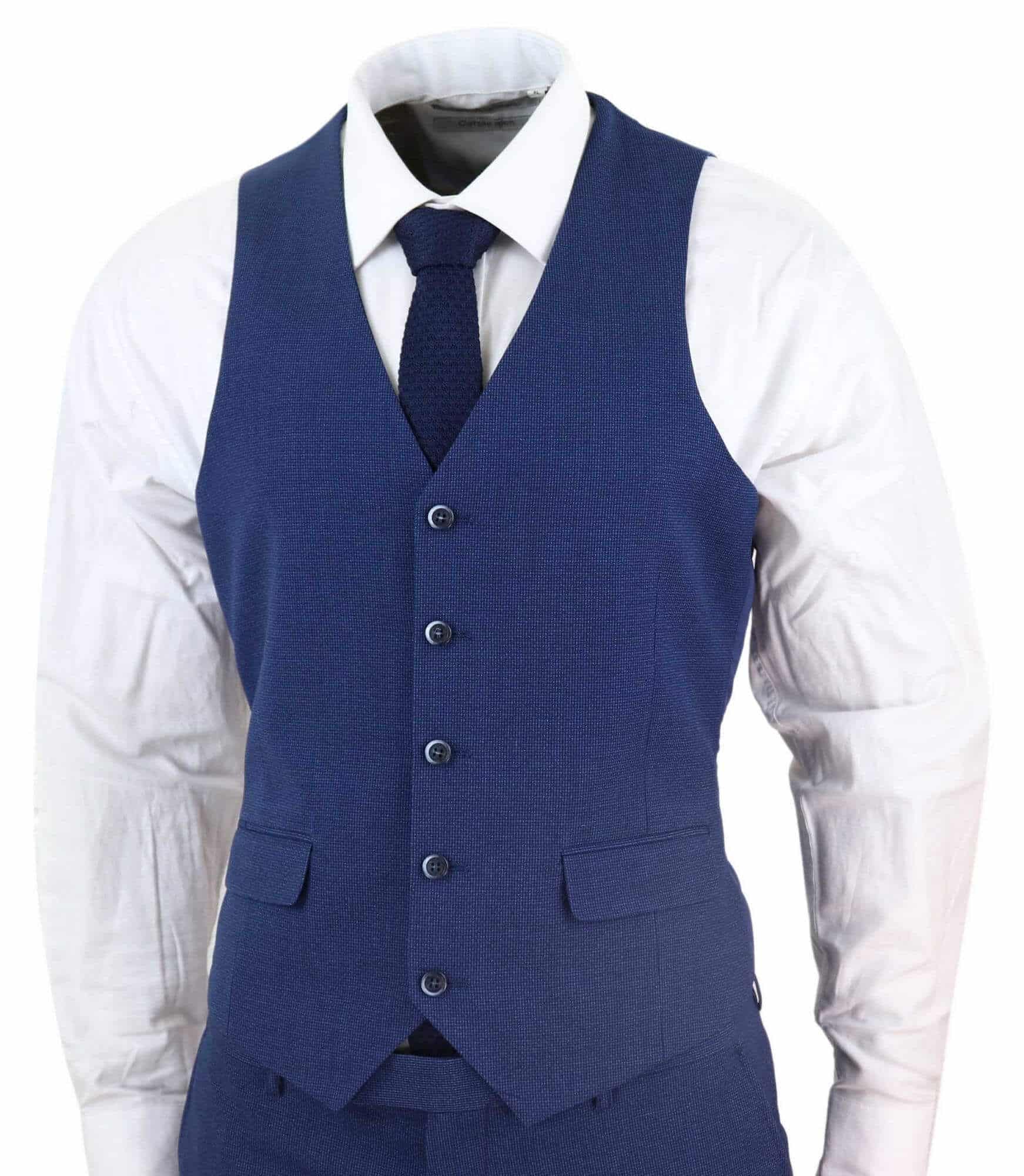 Traje de boda de 3 piezas azul marino para hombre