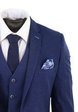 Traje de boda de 3 piezas azul marino para hombre