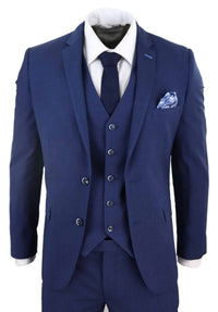 Traje de boda de 3 piezas azul marino para hombre