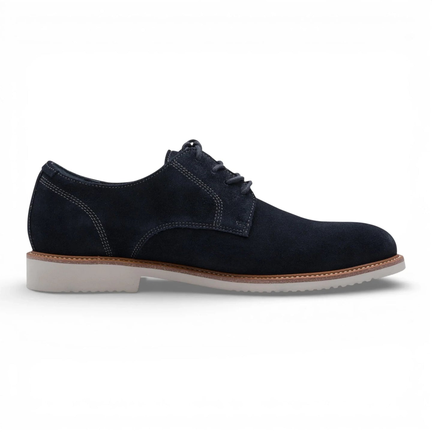 Zapatos Derby de hombre de ante azul marino con punta lisa.