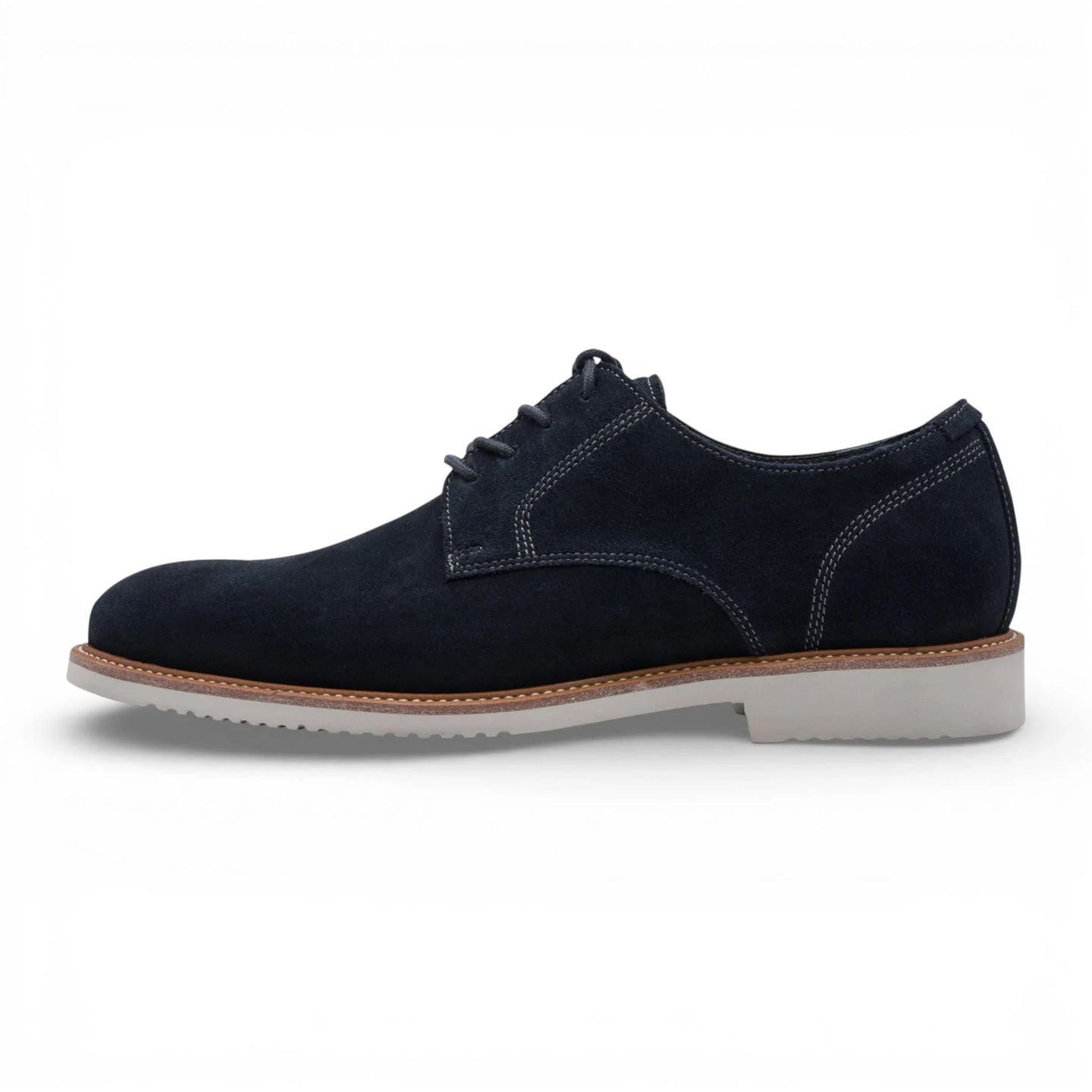 Zapatos Derby de hombre de ante azul marino con punta lisa.