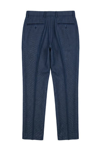 Arthur - Pantalones azul marino de punto ojo de pájaro para hombre