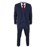 IM54 - Traje de tres piezas para hombre, azul marino a cuadros, corte entallado.