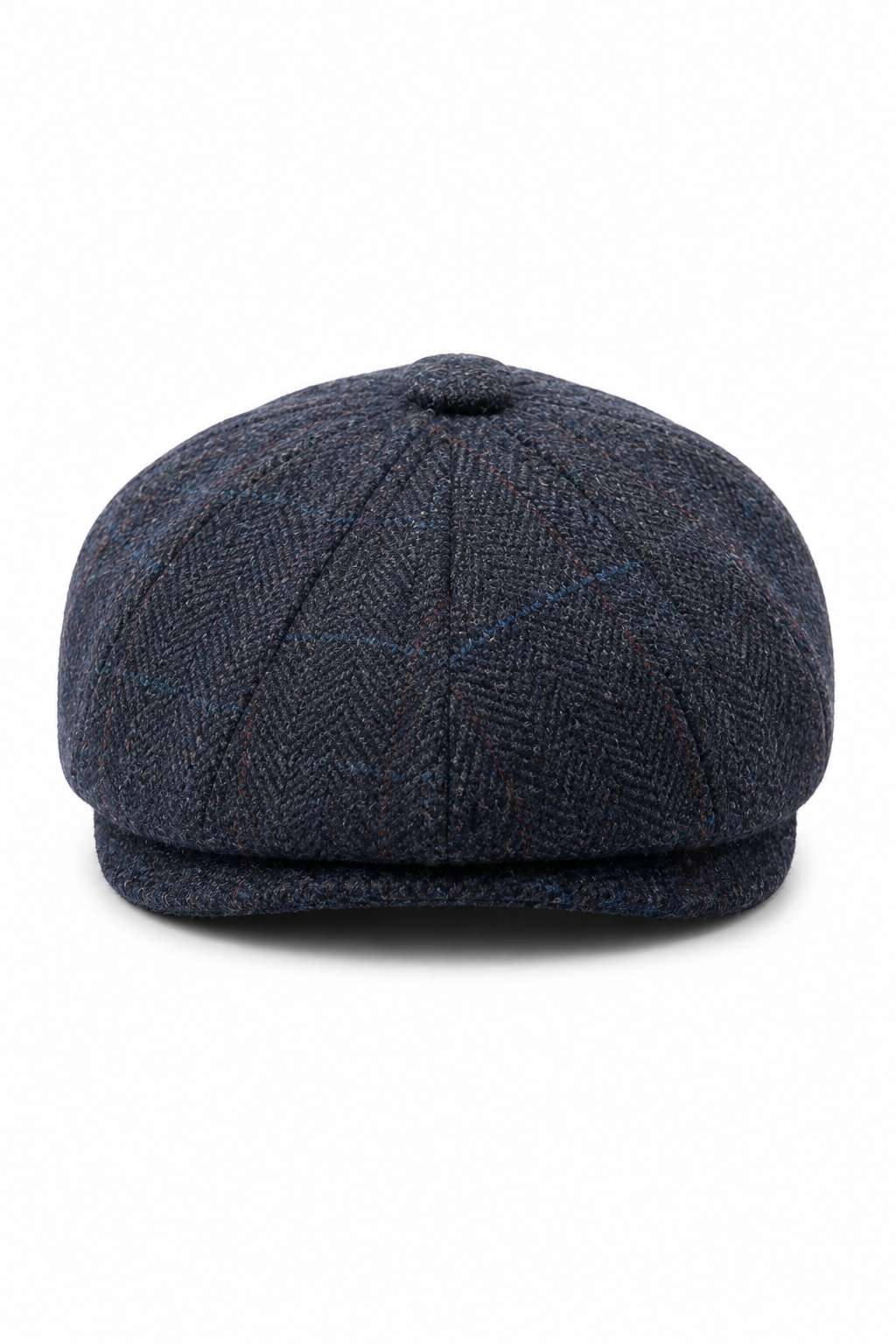 Gorra plana de tweed azul marino para hombre, estilo newsboy.