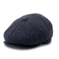 Gorra plana de tweed azul marino para hombre, estilo newsboy.