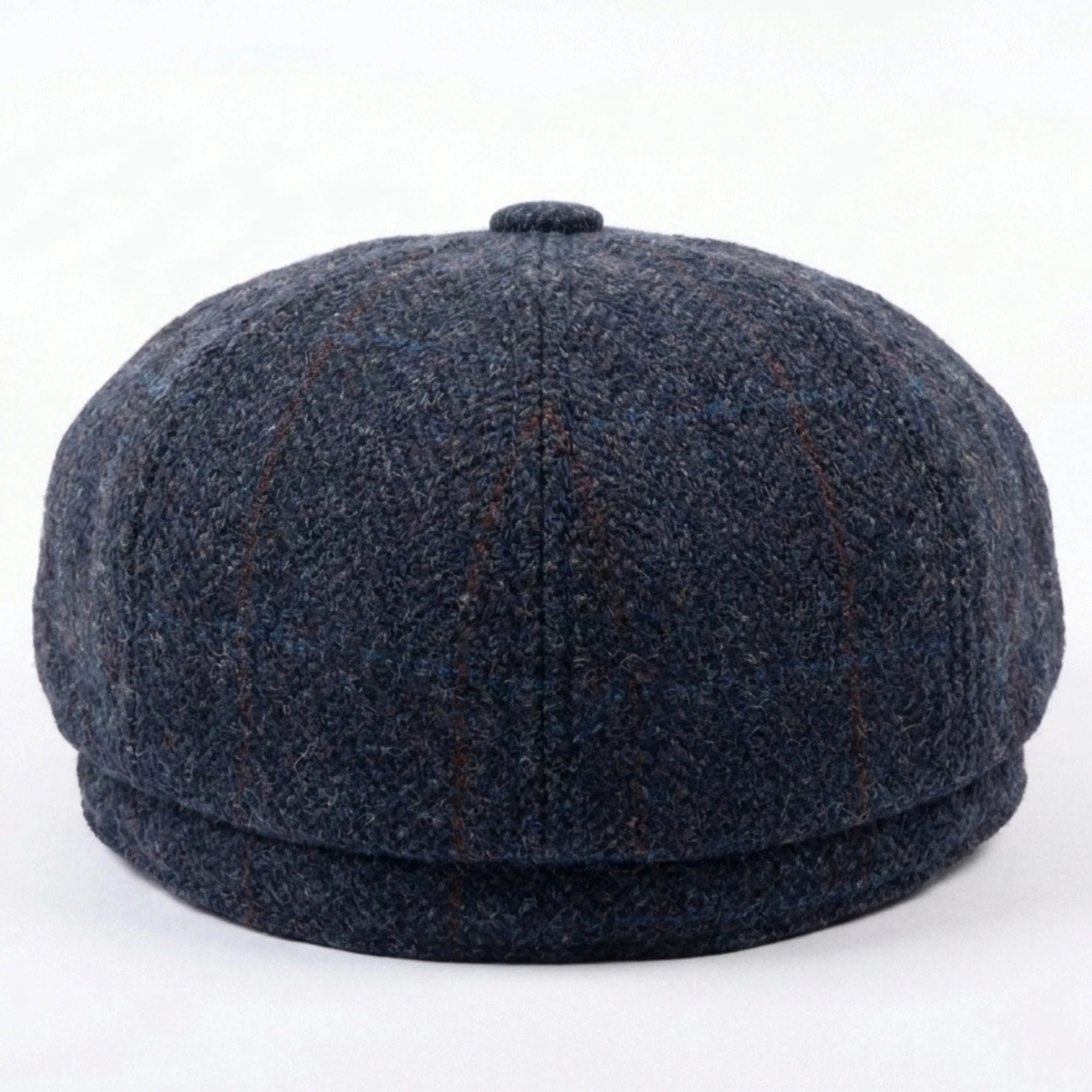 Gorra plana de tweed azul marino para hombre, estilo newsboy.