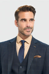 Blazer de corte entallado a cuadros azul marino para hombre
