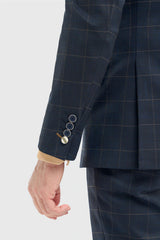 Blazer de corte entallado a cuadros azul marino para hombre