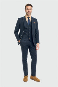 Blazer de corte entallado a cuadros azul marino para hombre