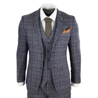 Traje de tres piezas para hombre en azul marino y gris - Paul Andrews Lloyd