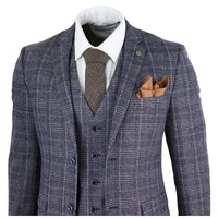 Traje de tres piezas para hombre en azul marino y gris - Paul Andrews Lloyd