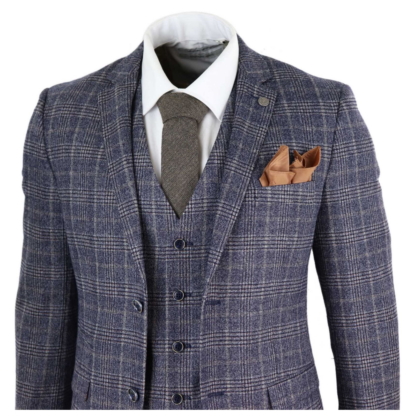 Traje de tres piezas para hombre en azul marino y gris - Paul Andrews Lloyd