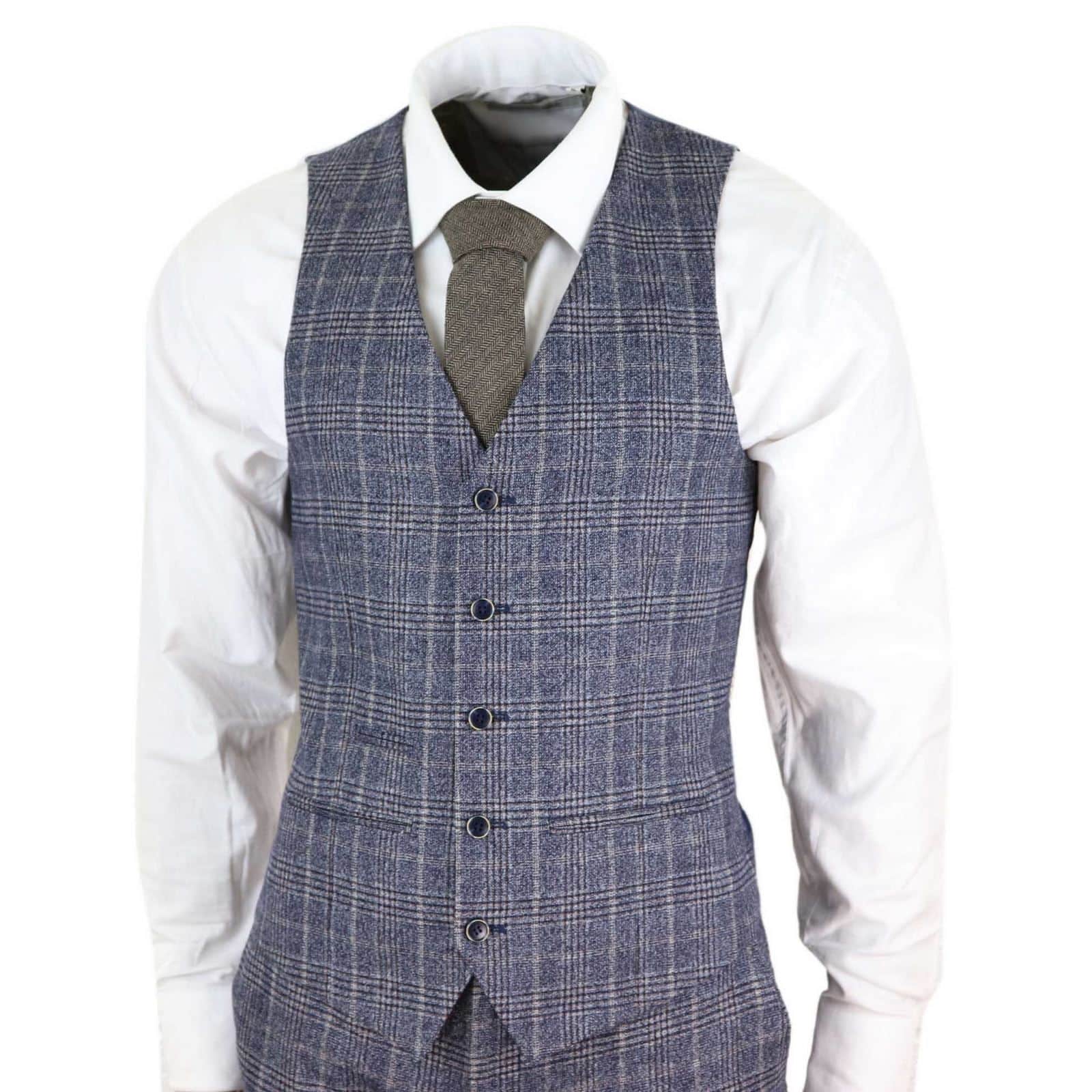 Traje de tres piezas para hombre en azul marino y gris - Paul Andrews Lloyd