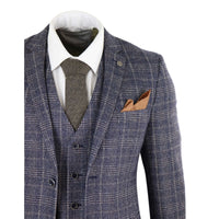 Traje de tres piezas para hombre en azul marino y gris - Paul Andrews Lloyd