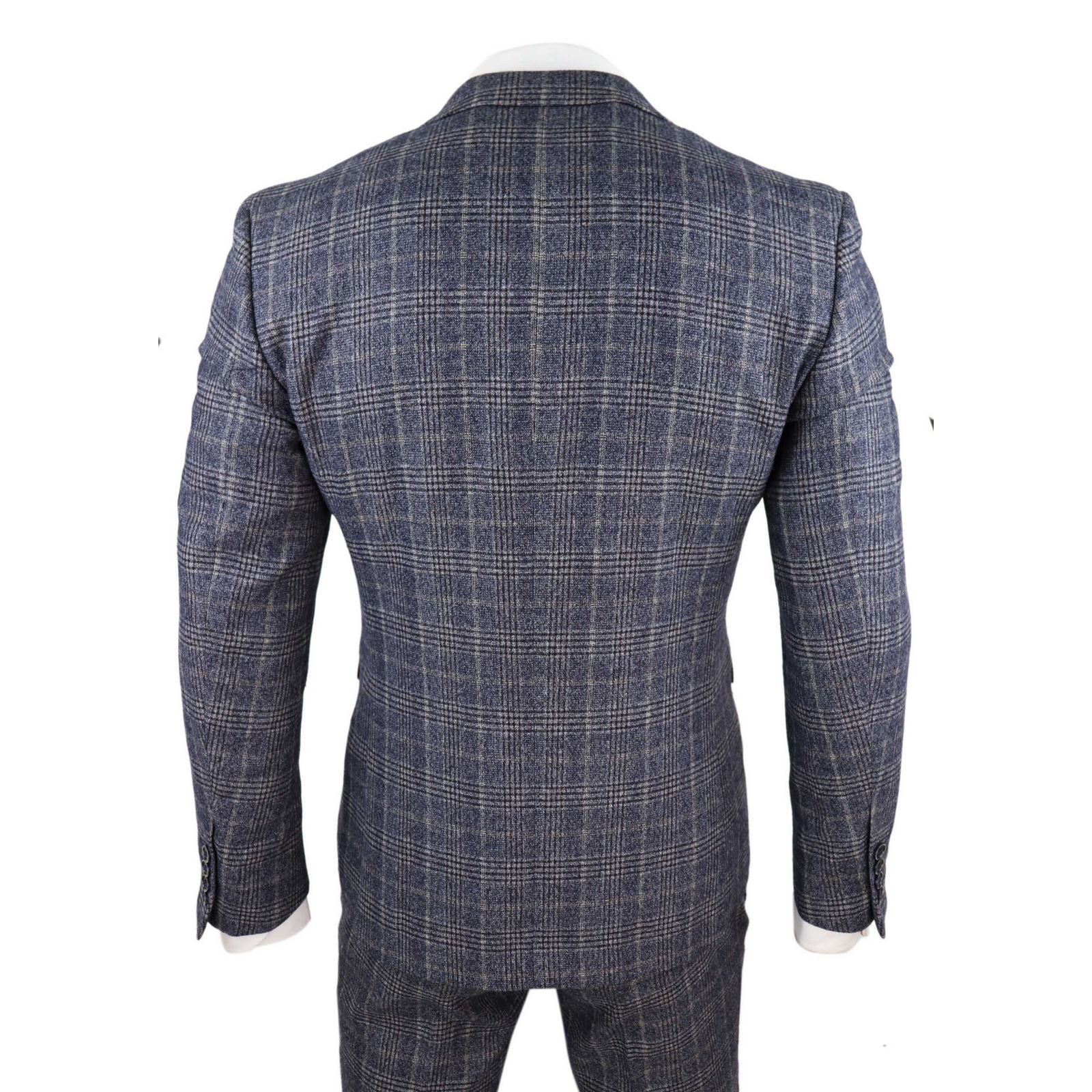 Traje de tres piezas para hombre en azul marino y gris - Paul Andrews Lloyd