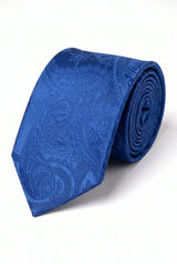 Set de regalo de corbata azul marino con estampado paisley para hombre