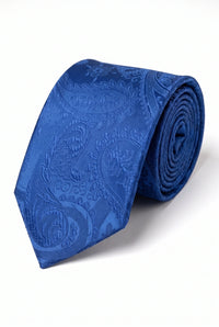 Set de regalo de corbata azul marino con estampado paisley para hombre