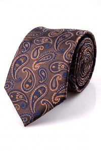 Corbata azul marino con estampado paisley para hombre