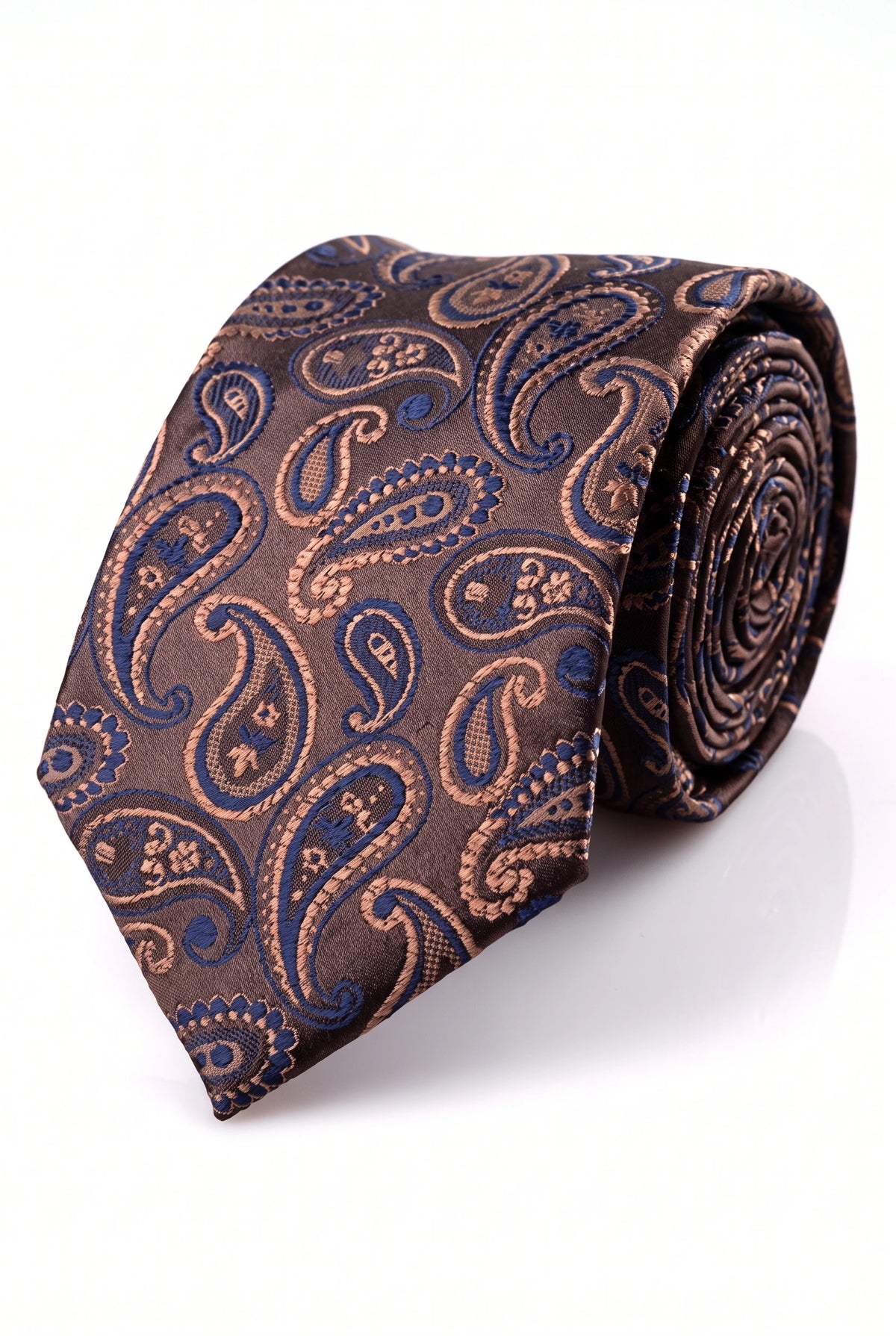Corbata azul marino con estampado paisley para hombre