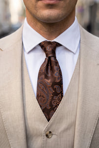 Corbata azul marino con estampado paisley para hombre