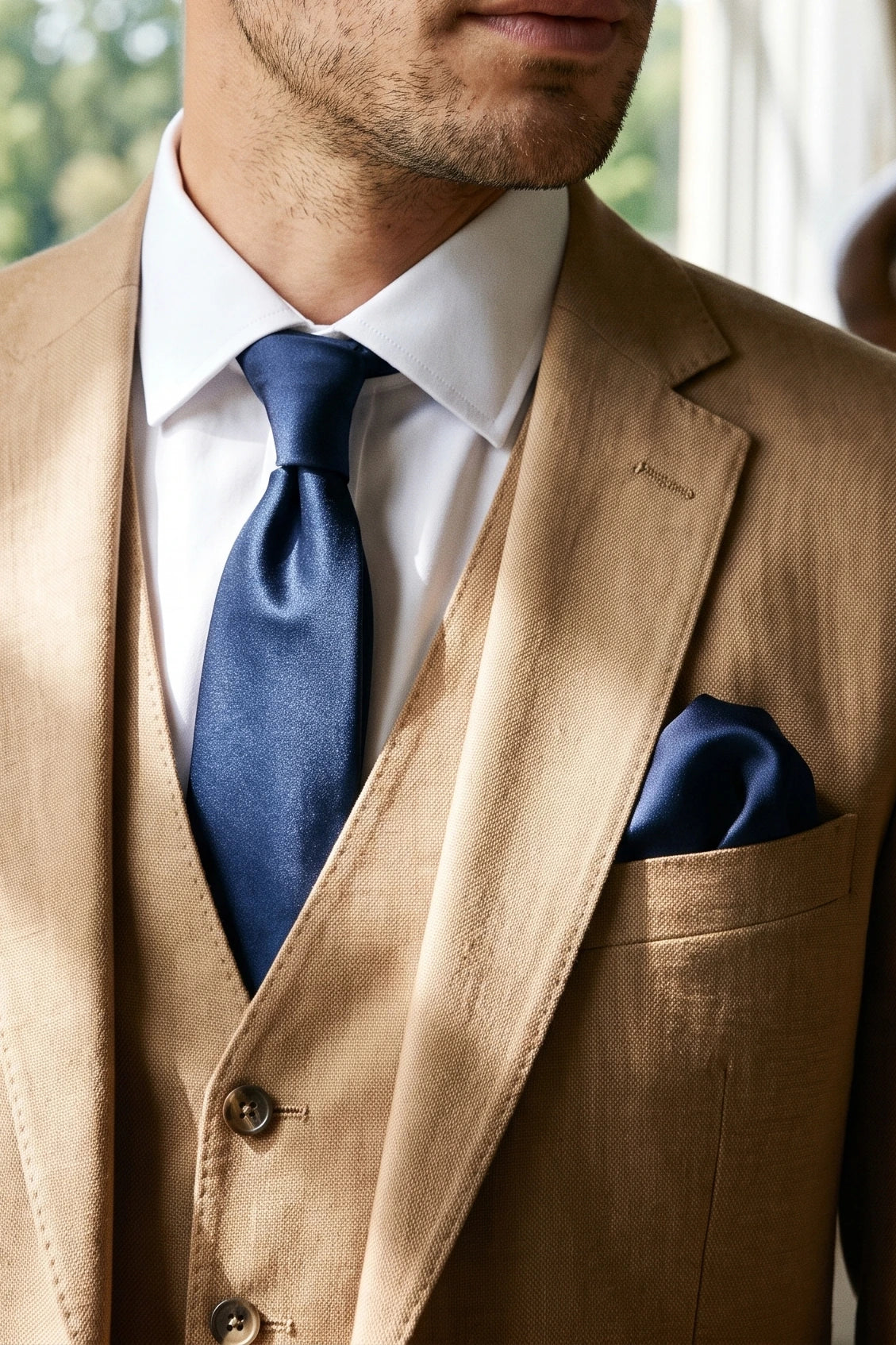 Conjunto de corbata azul marino para hombre