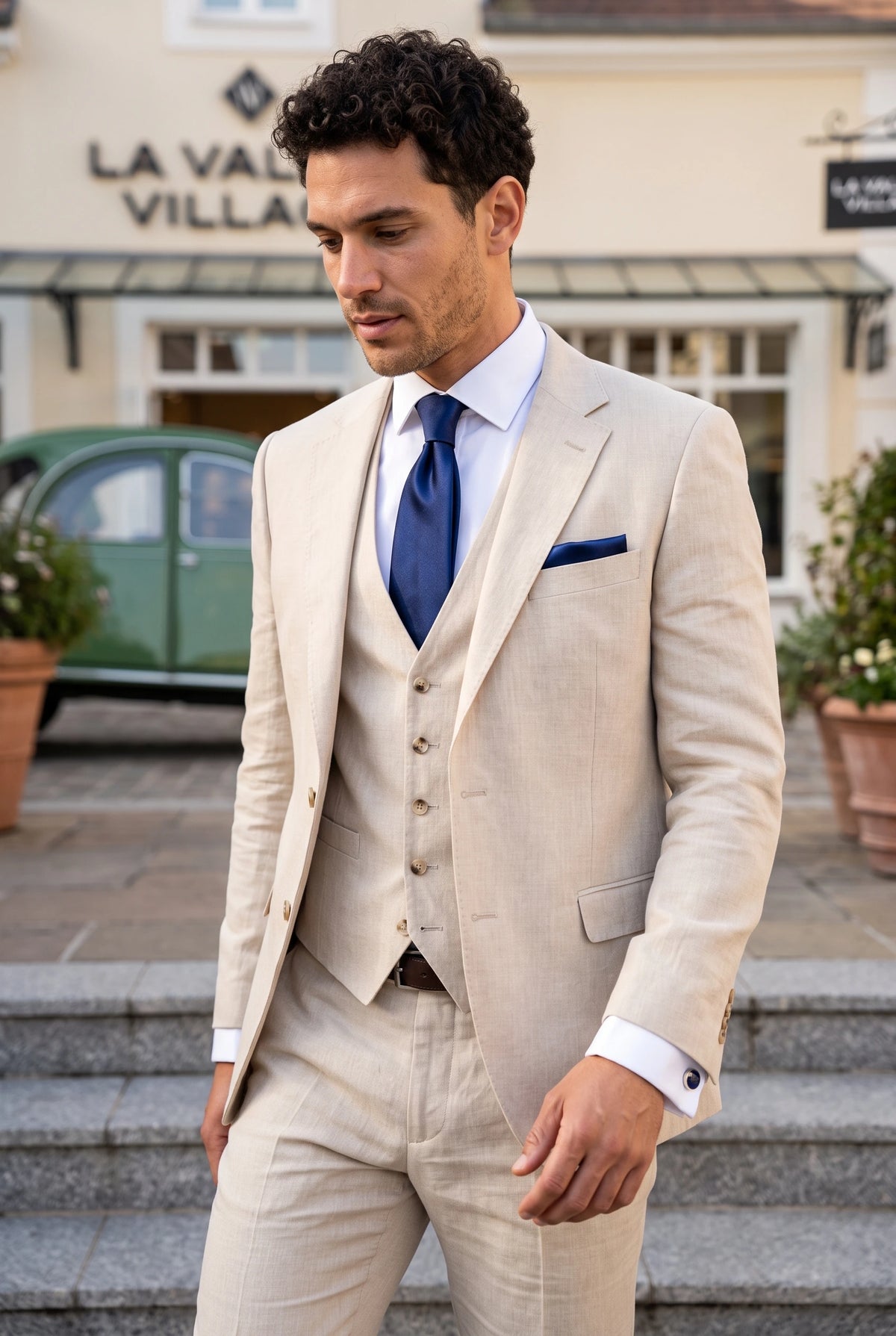 Conjunto de corbata azul marino para hombre