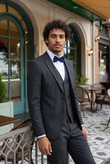 Pajarita de lana y tweed azul marino para hombre