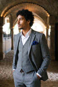 Pañuelo de bolsillo para hombre de mezcla de lana y tweed azul marino