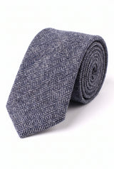 Corbata de tweed de mezcla de lana azul marino para hombre