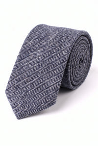 Corbata de tweed de mezcla de lana azul marino para hombre