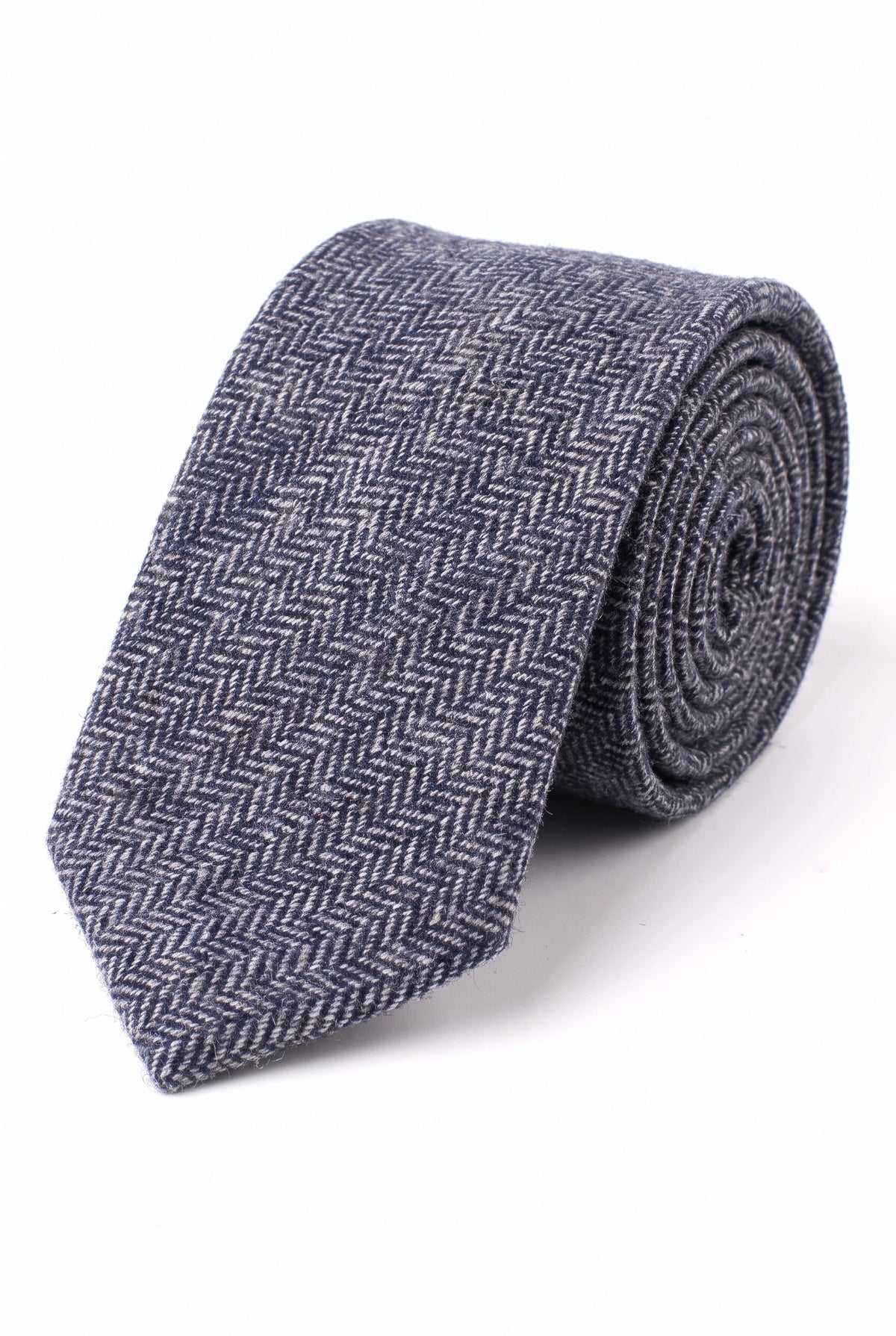 Corbata de tweed de mezcla de lana azul marino para hombre