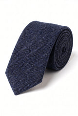 Corbata de tweed de mezcla de lana azul marino para hombre