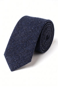 Corbata de tweed de mezcla de lana azul marino para hombre
