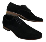 Zapatos casuales elegantes con cordones para hombre, de ante nobuk, azul marino, marrón y negro.