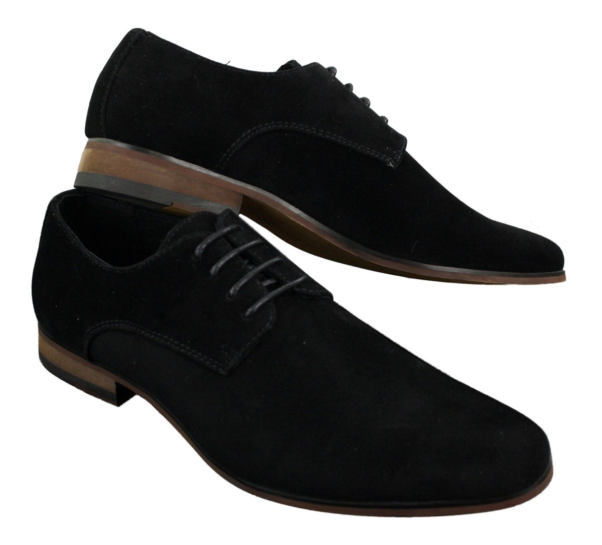 Zapatos casuales elegantes con cordones para hombre, de ante nobuk, azul marino, marrón y negro.