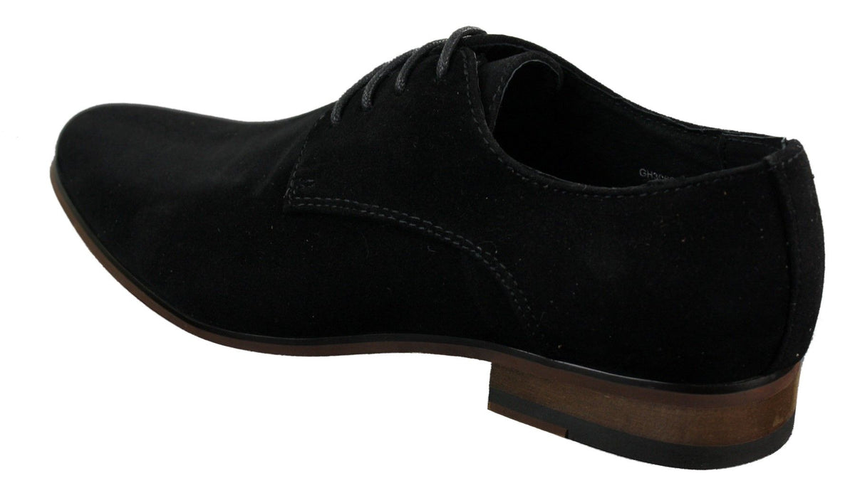Zapatos casuales elegantes con cordones para hombre, de ante nobuk, azul marino, marrón y negro.