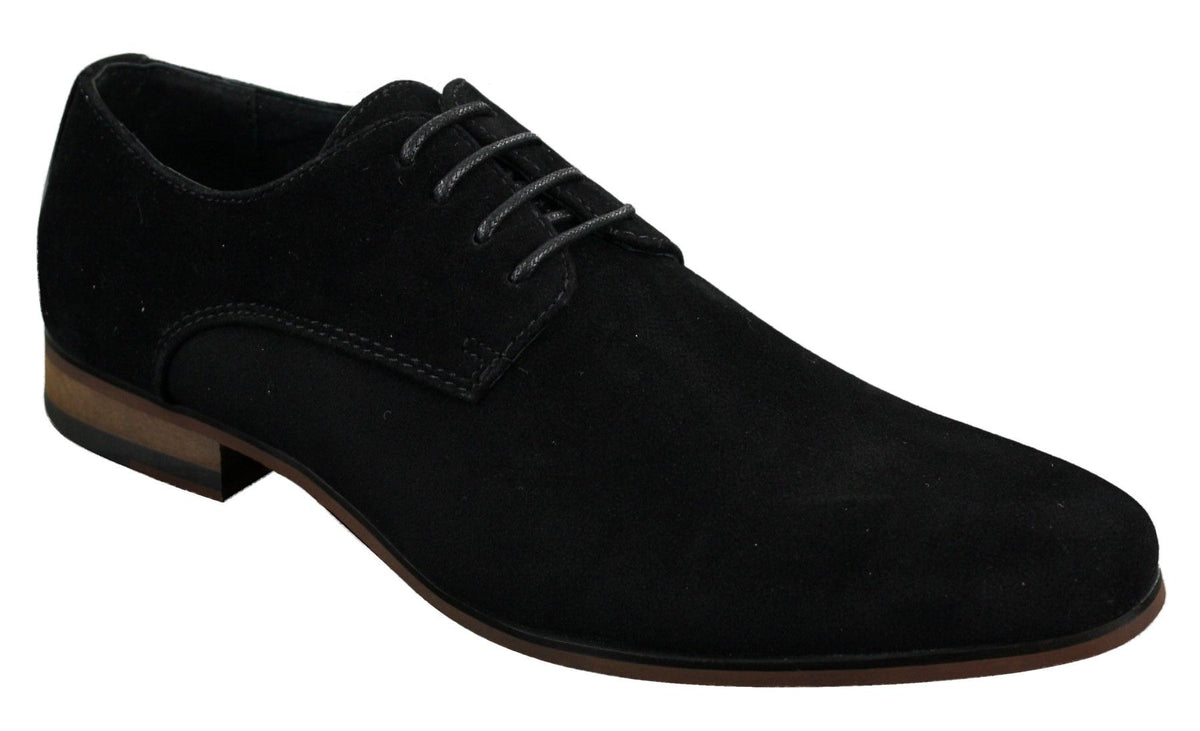 Zapatos casuales elegantes con cordones para hombre, de ante nobuk, azul marino, marrón y negro.