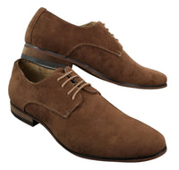 Zapatos casuales elegantes con cordones para hombre, de ante nobuk, azul marino, marrón y negro.