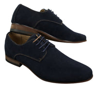 Zapatos casuales elegantes con cordones para hombre, de ante nobuk, azul marino, marrón y negro.