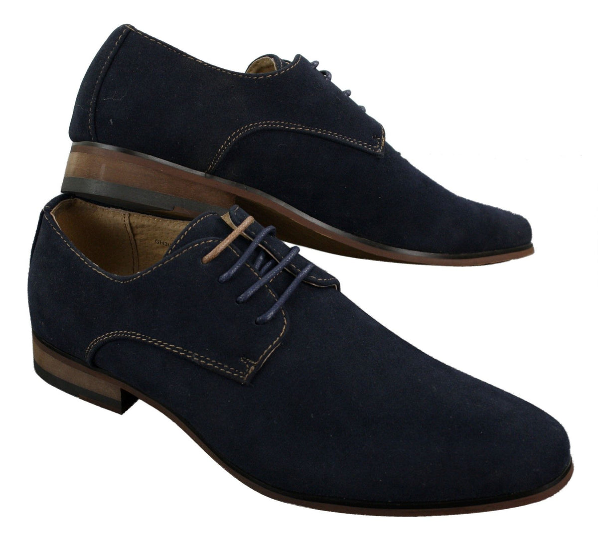Zapatos casuales elegantes con cordones para hombre, de ante nobuk, azul marino, marrón y negro.