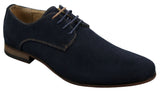 Zapatos casuales elegantes con cordones para hombre, de ante nobuk, azul marino, marrón y negro.