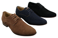 Zapatos casuales elegantes con cordones para hombre, de ante nobuk, azul marino, marrón y negro.