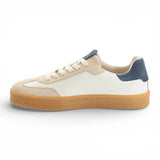 Zapatillas deportivas de hombre de piel color blanco roto con raya roja