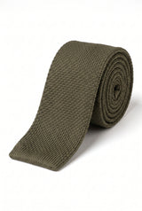 Corbata de punto verde oliva para hombre