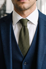 Corbata de punto verde oliva para hombre