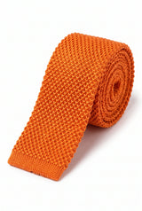 Corbata de poliéster tejida naranja para hombre