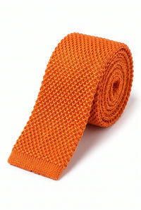 Corbata de poliéster tejida naranja para hombre