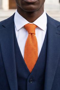 Corbata de poliéster tejida naranja para hombre