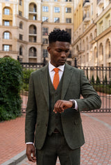 Corbata de poliéster tejida naranja para hombre